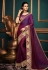 Purple satin embroidered party wear saree  10609